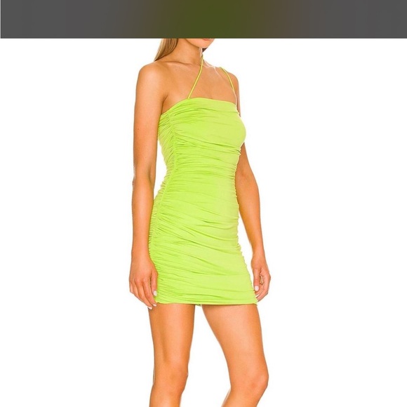 Superdown Neon Green Ruched Mini Dress - Picture 2 of 3